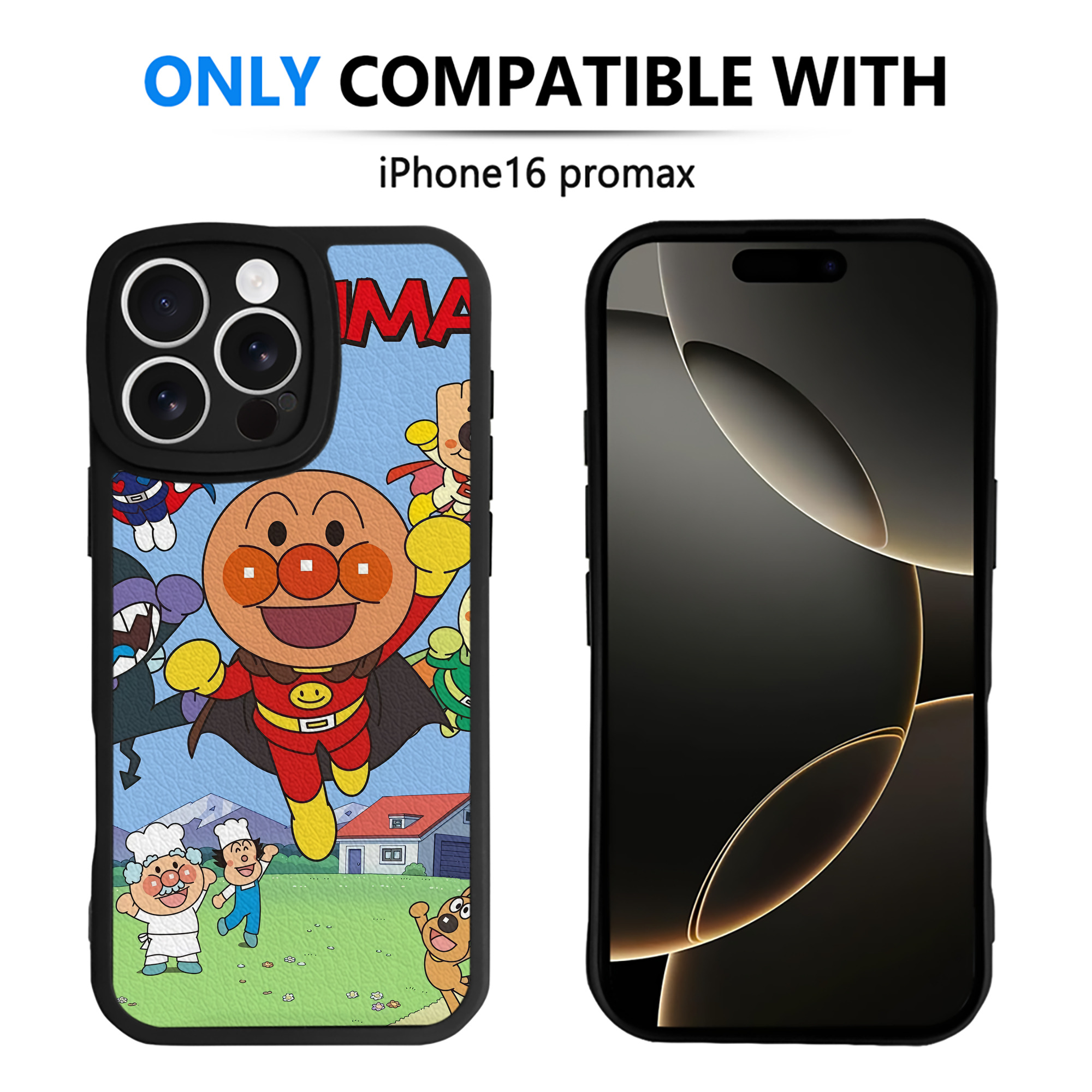 （画像用） アンパンマン Anpanman 【iPhone 16シリーズ対応】シリコンスマホケース（レザー調） 材質：シリコン